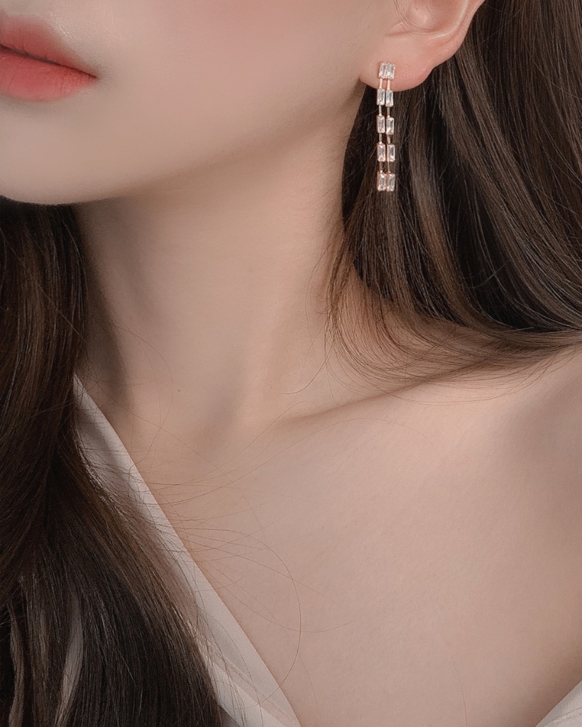 two-lines stone earring