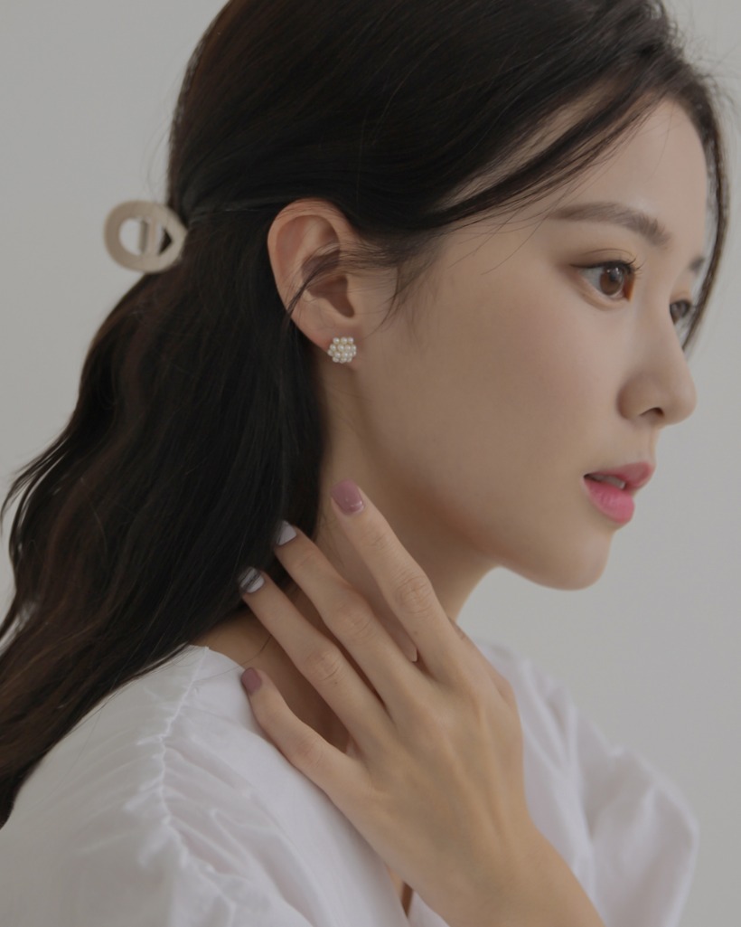 babydoll pearl earring (2size) *귀찌가능