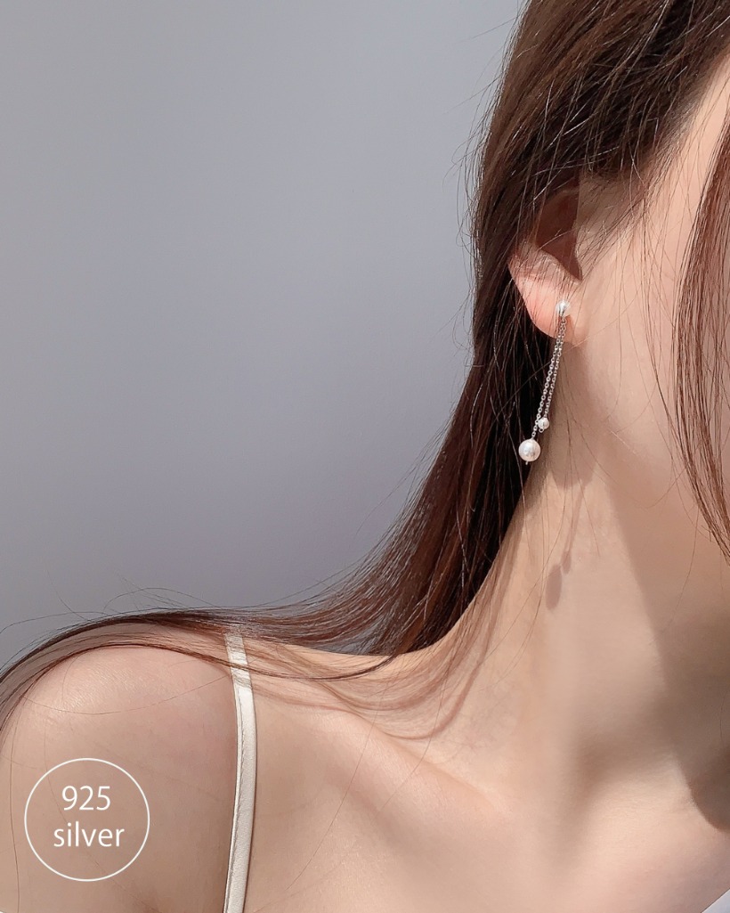 drop pearl earring (silver925)